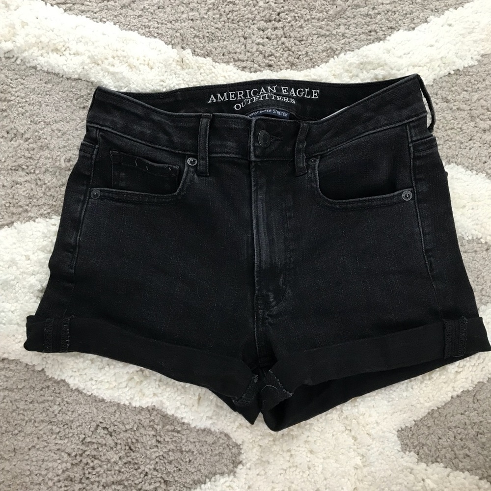 American Eagle High Rise Black Jean Shorts